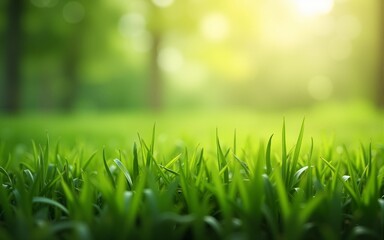 Concept Save the world save environment The world is in the grass of the green bokeh background. High quality