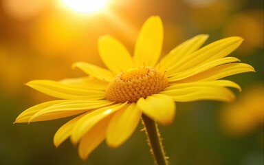 Closeup of yellow daisies with warm rays. High quality