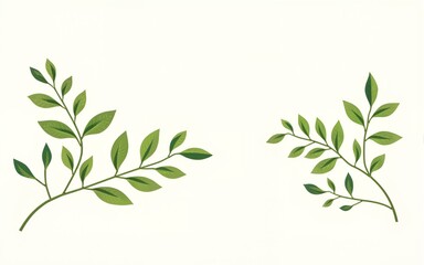 vector set - green decorative branch and leaves. High quality