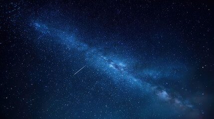 Starry Night Sky with Faint Milky Way and Meteor Trails