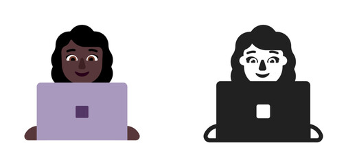 Student with Laptop Dark Skin