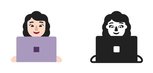 Person with Laptop Dark Hair