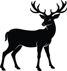 Majestic Deer Silhouette Vector Illustration with Antlers