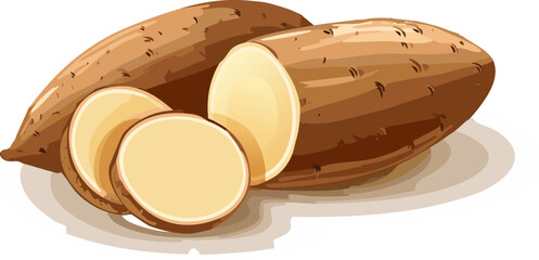 Close-up of sweet potato with sliced piece for ingredient