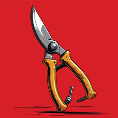 comic style gardening scissors illustration