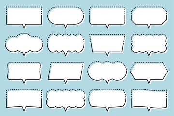 吹き出し　枠　フレーム　会話　アイコン　セット　白黒　ベクター　素材集　シンプル　デザイン　線画