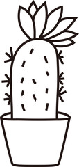 Flowering Cactus Potted Plant Doodle

