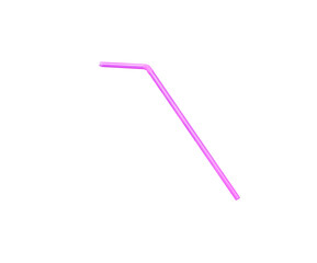 Pink straw isolated on white background , clipping path