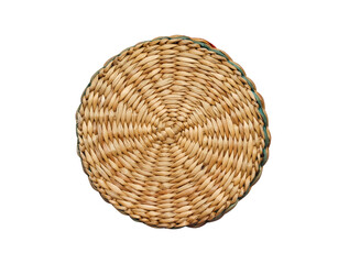 Straw mat weaving circle patterns isolated on white background , clipping path