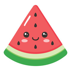 A delightful cartoon watermelon slice with a cute face