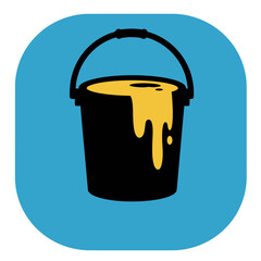 Paint Melting Bucket silhouette, Paint Bucket Icon Flat Graphic Design
