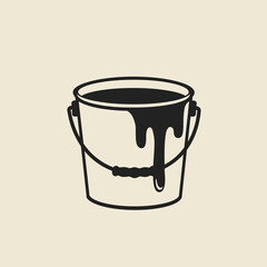Paint Melting Bucket silhouette, Paint Bucket Icon Flat Graphic Design
