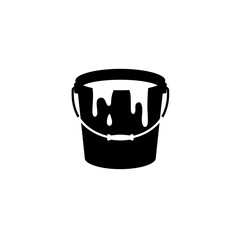 Paint Melting Bucket silhouette, Paint Bucket Icon Flat Graphic Design
