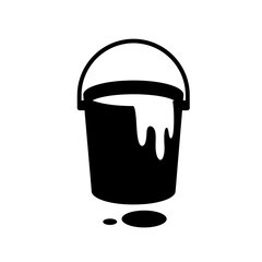 Paint Melting Bucket silhouette, Paint Bucket Icon Flat Graphic Design
