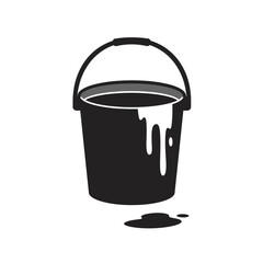 Paint Melting Bucket silhouette, Paint Bucket Icon Flat Graphic Design
