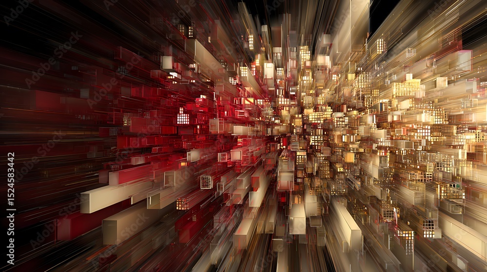 Poster abstract futuristic geometric cityscape architecture rendering