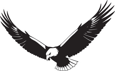 Powerful Black and White Silhouette of a Soaring Bald Eagle