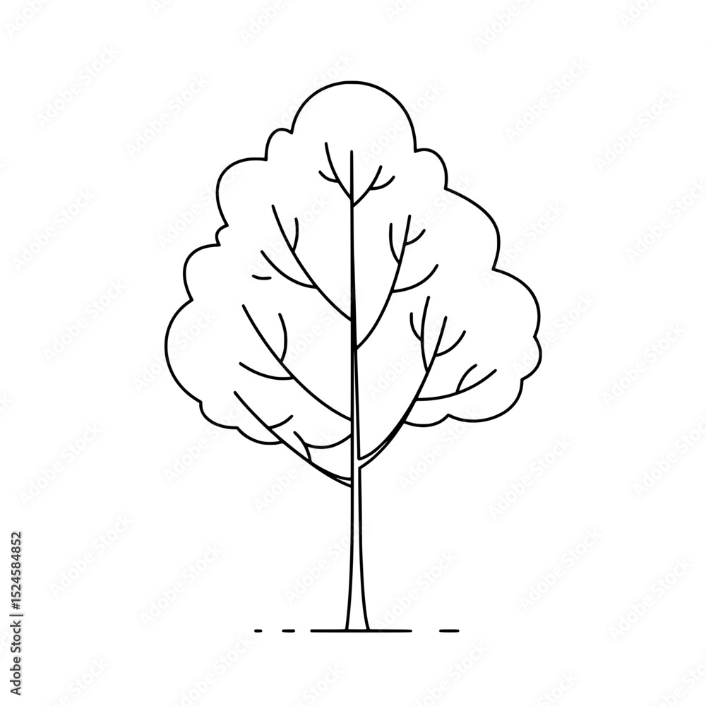 Aufkleber tree illustration: a simplified illustration of a deciduous tree with a full, rounded crown. the cle
