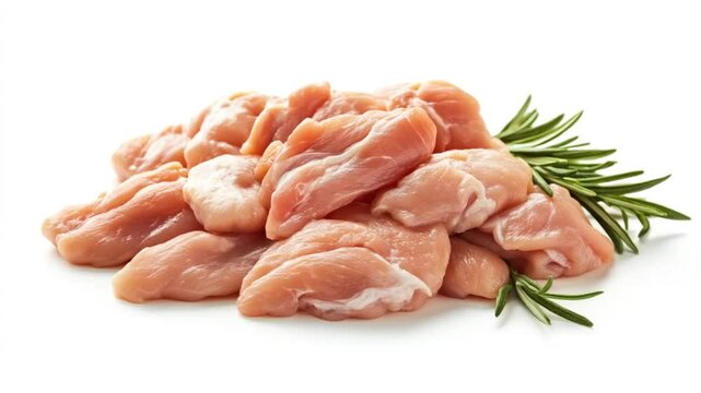 Fresh raw chicken pieces with rosemary ready for cooking or preparing for dinner