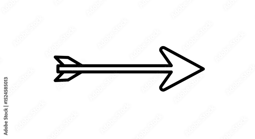 Poster arrow of direction: a minimalist, vector-style depiction of an arrow pointing towards the right, sym