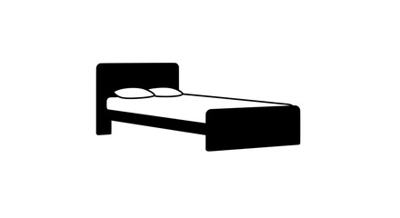 Bed Silhouette: A minimalist silhouette of a comfortable bed with pillows, perfect for adding a touch of simplicity to any design.