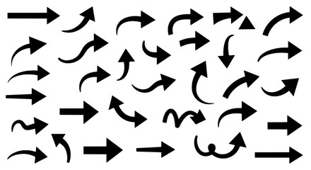 Arrows in Motion: A dynamic visual of an array of directional arrows, each pointing and curving in unique ways, conveying movement and guidance in graphic design.