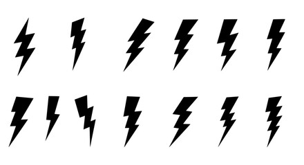 Lightning Bolt Icons: A collection of stylized lightning bolt icons, perfect for design projects, evoking energy, power, and a striking visual impact.