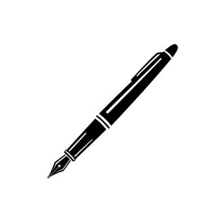 Elegant Pen: An elegantly designed fountain pen, rendered in sharp black and white, showcasing classic lines and a timeless aesthetic, symbolizing writing, creativity, and the art of expression.