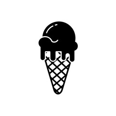 Black Ice Cream Cone: A sleek, minimalist silhouette of a melting ice cream cone, exuding a sense of cool refreshment and indulgence. 