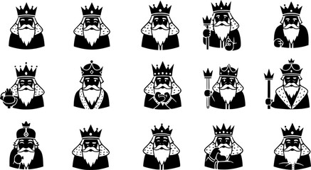 Naklejka premium Illustration of a king with crown and long beard