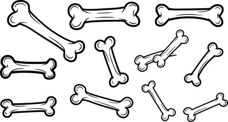 Cartoonish bone with black outline and gray shadow