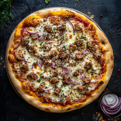 pizza on a wooden board