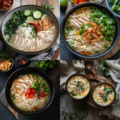 Chicken rice soup collage - hearty comfort food