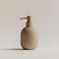 Minimalist soap dispenser on beige background