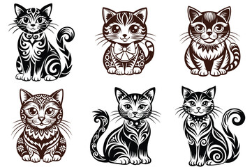 Cat silhouette vector illustration isolated on white background.