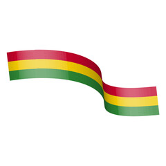 3d Juneteenth Flag Ribbon. Isolated on White Background.