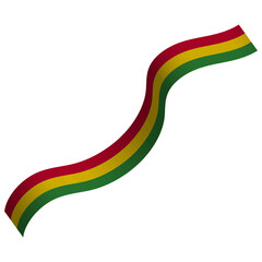 3d Juneteenth Flag Ribbon. Isolated on White Background.