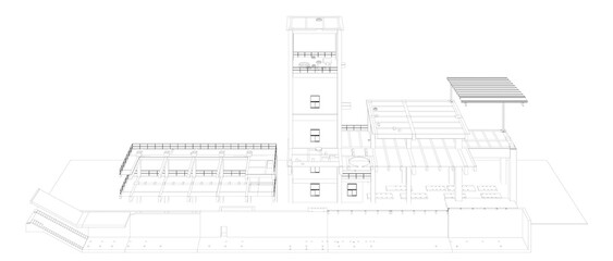 3D illustration of industrial project