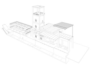 3D illustration of industrial project