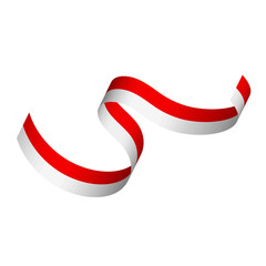 3d Indonesia Flag Ribbon Isolated on White Background.