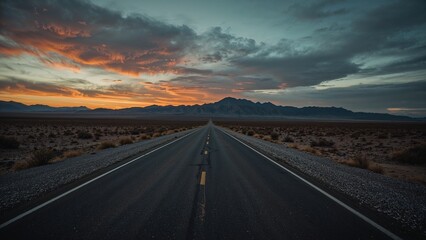 Naklejka premium sunset over the highway