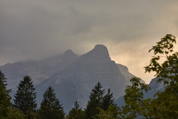 Summer Mountain Landscape Rainy Cloudy Weather