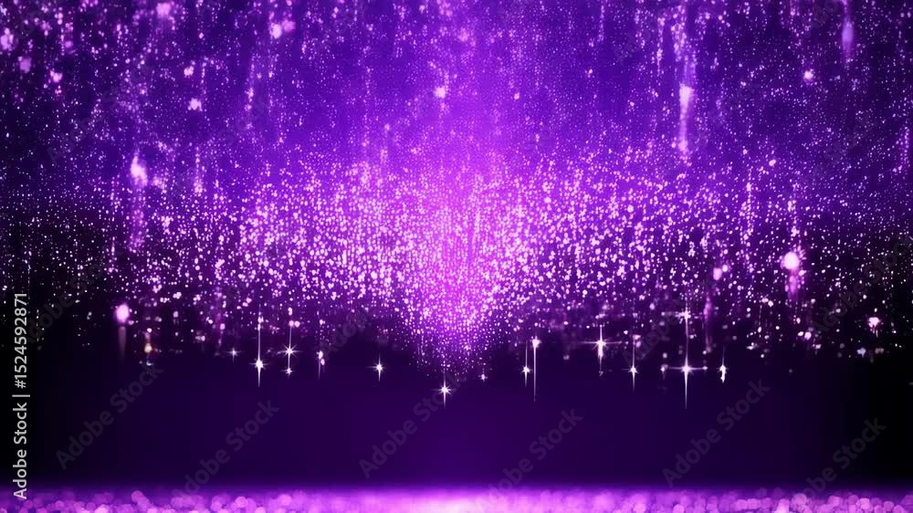 Poster elegant purple glitter sparkles floating with soft light, shimmering background in a festive design,