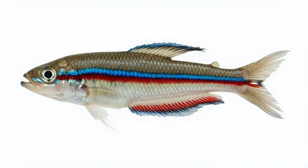 Obraz premium Stunning Celestial Pearl Danio Fish Closeup Photography White Background Aquatic Life