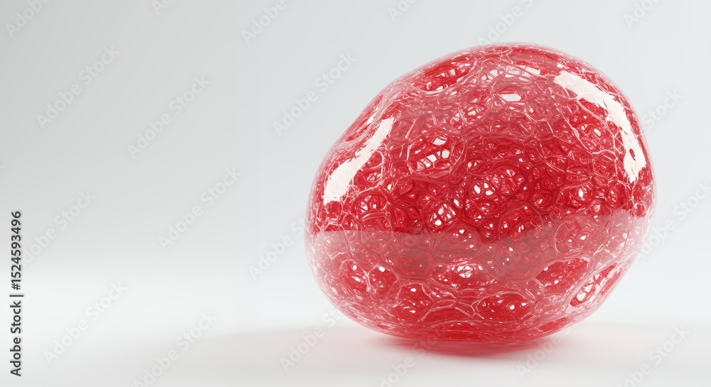 Poster abstract red orb: intricate network of lines within a transparent sphere