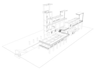 3D illustration of industrial project