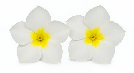 Obraz premium Stunning Closeup of Two Delicate White Flowers with Yellow Centers Isolated on White Background