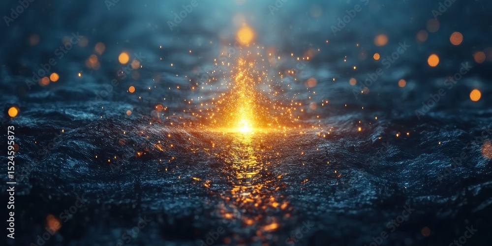 Aufkleber a visual timeline where a small spark of light grows into a giant glowing concept