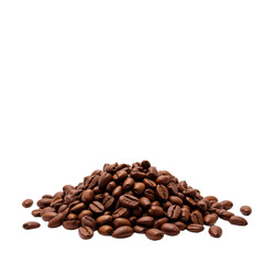 A neatly arranged pile of roasted coffee beans, vibrant and ready to brew, on a clean, transparent background.