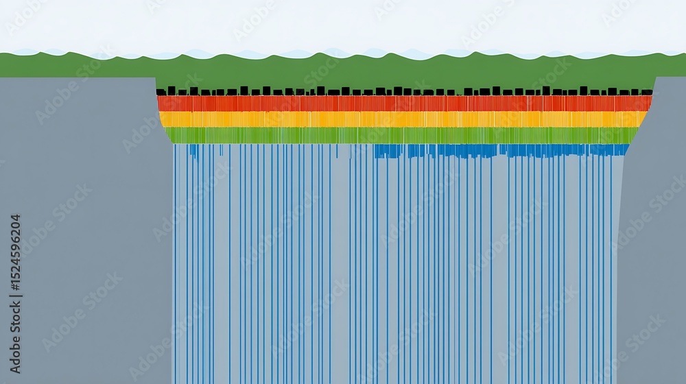 Poster abstract colored layers with vertical lines